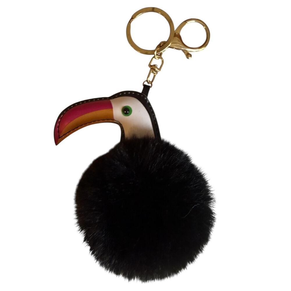 Toucan Pom Pom Bag Charm Key Chain